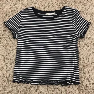 Black Striped Cropped Shirt